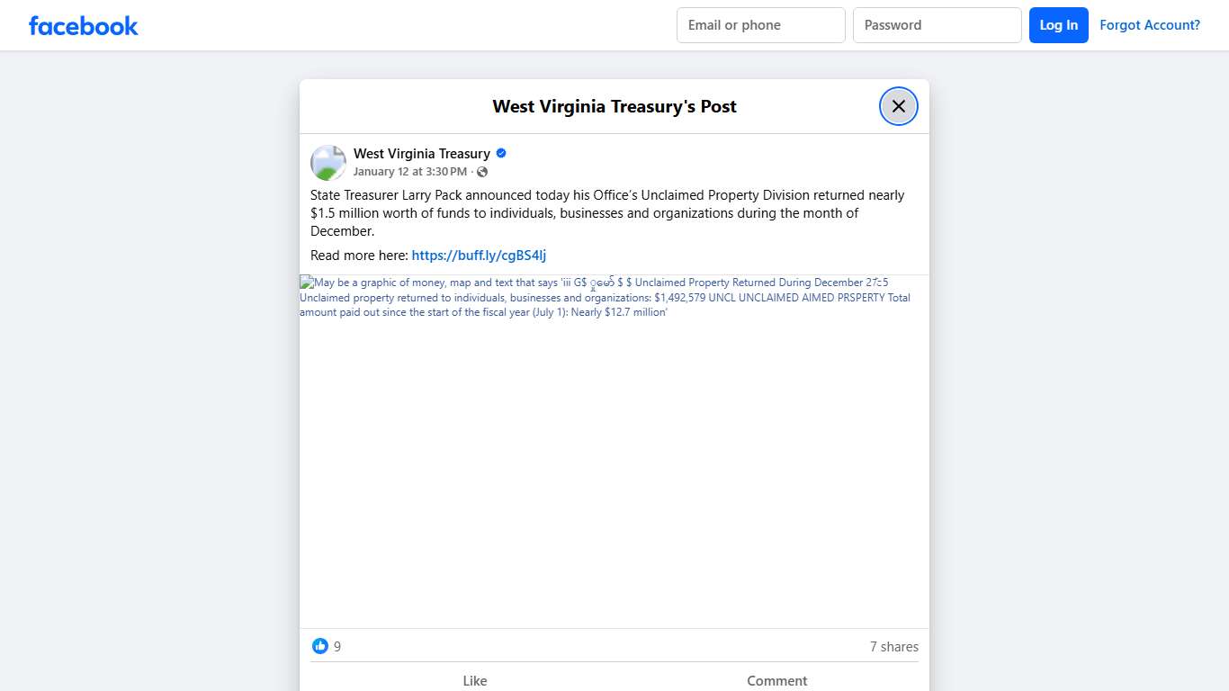 State Treasurer Larry Pack... - West Virginia Treasury Facebook