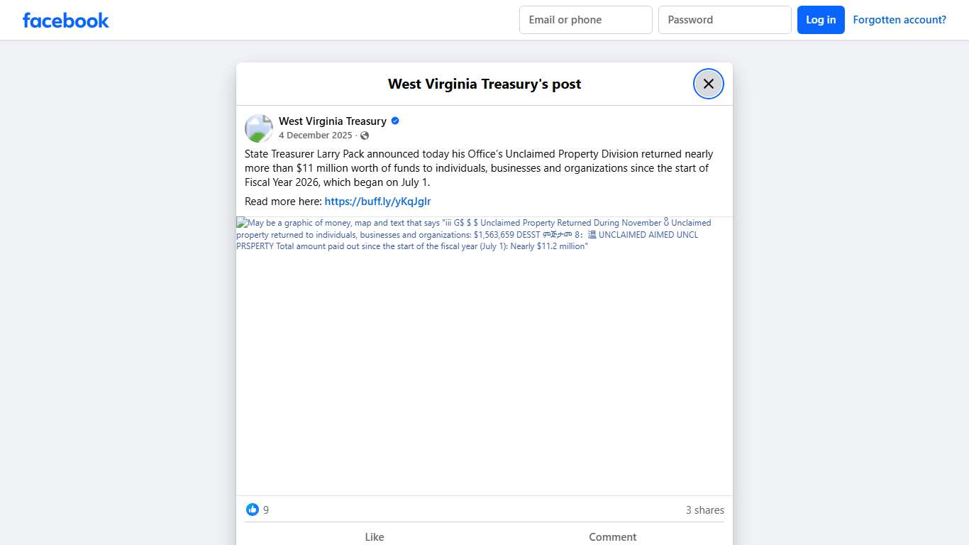 State Treasurer Larry Pack... - West Virginia Treasury Facebook